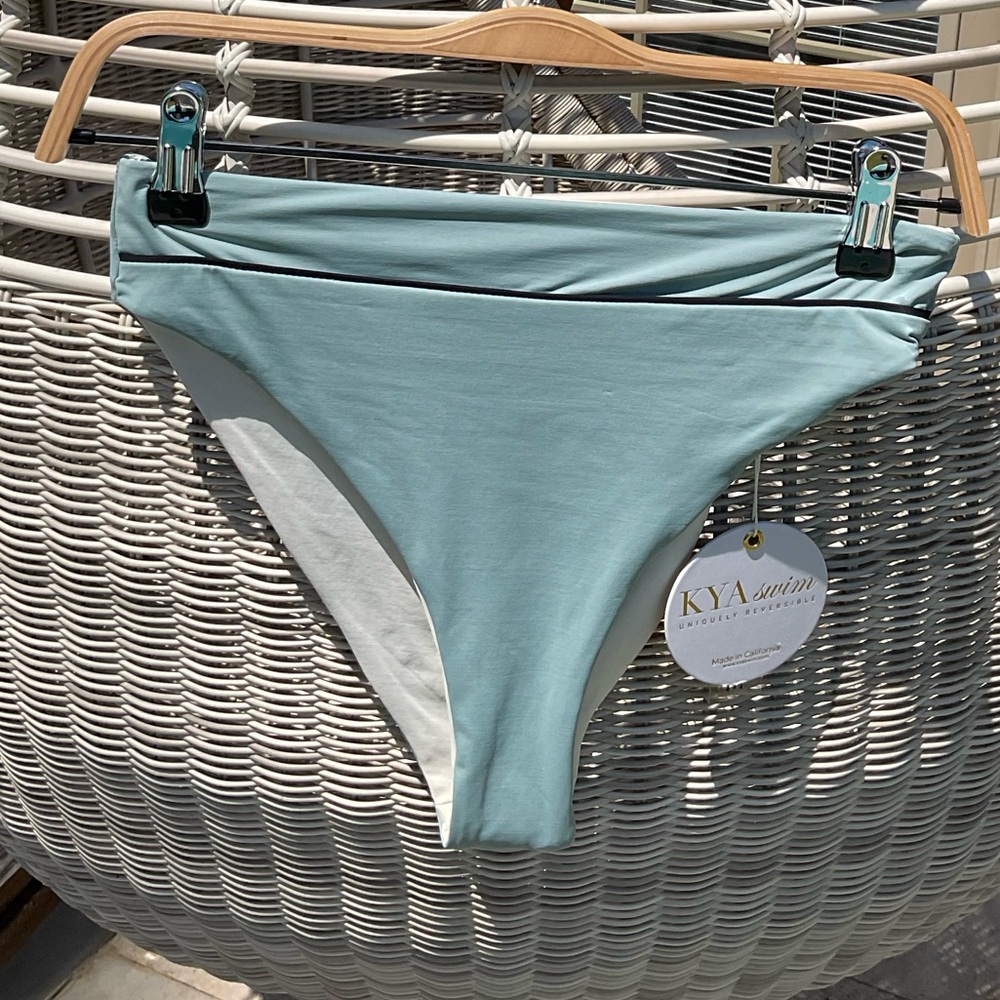 NWT Kya Swim Reversible “Laguna” Bikini Bottom- Mist / Shell